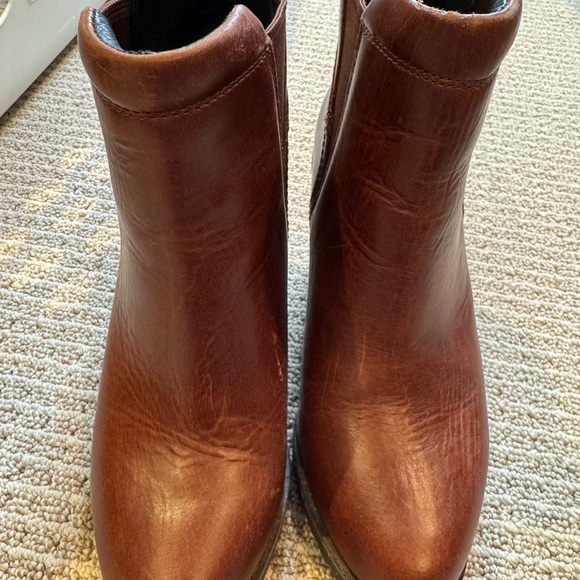 Sorel Brown Leather Wedge Heel Ankle Booties Comfortable Casual Everyday - Picture 2 of 7